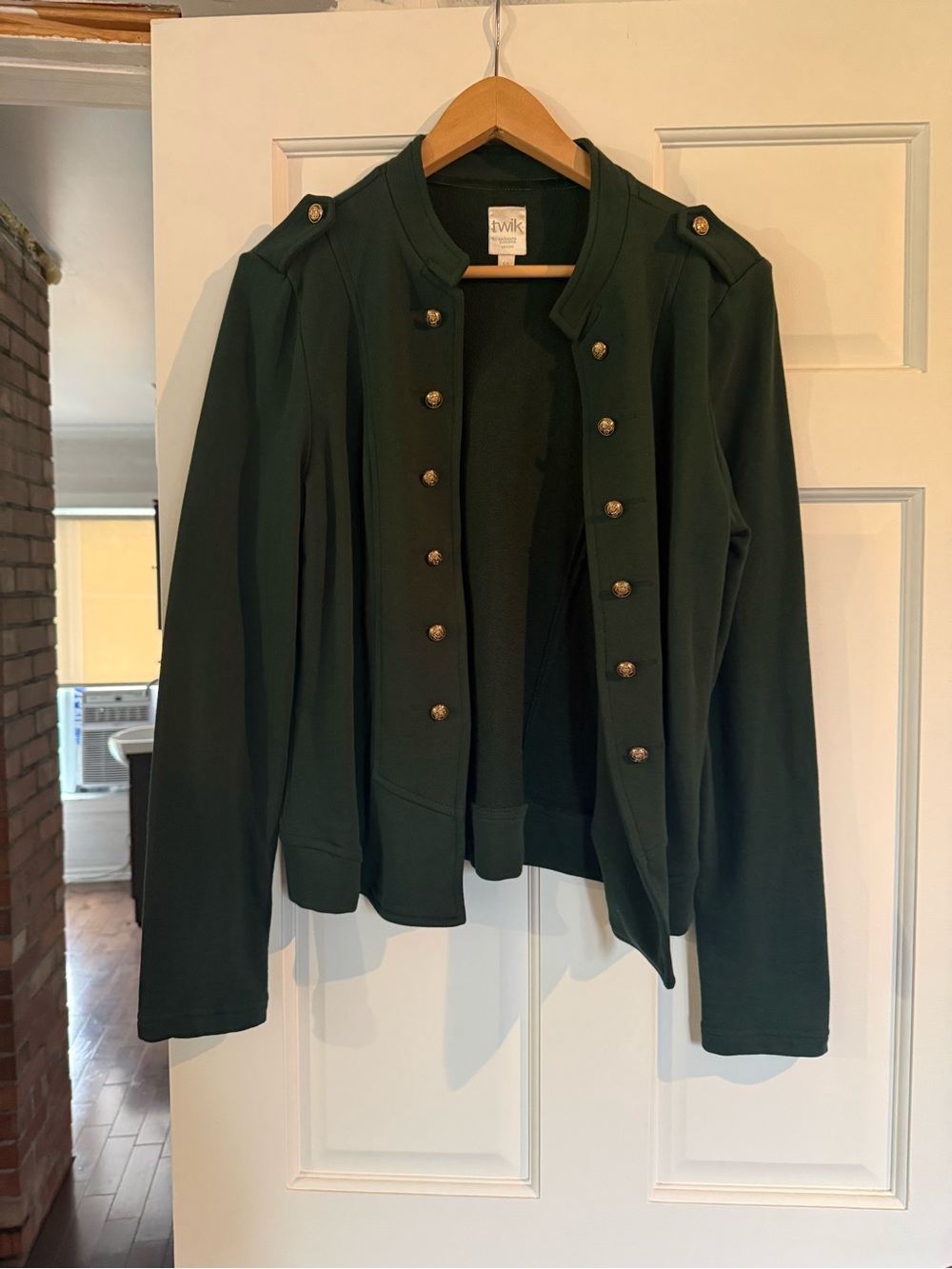 twik Forest Green Military-Style Women's Blazer - Size L